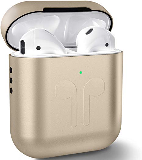 Metal AirPods Case, Full Protective Cover Accessories Compatible with Airpods Wireless Charging Case-Gold