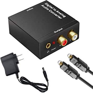 192KHz Digital to Analog Converter DAC, SPDIF Coaxial Optical Convert to L/R RCA and 3.5mm Audio Adapter