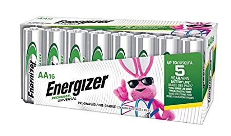 Energizer Rechargeable AA Batteries (16-Pack) Pre-Charged, 1.2V NiMH 2,000 mAH Rechargeable Batteries