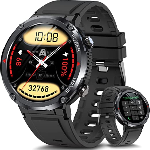 Military Smart Watch for Men(Answer/Dial Calls), HOFIT Fitness Watch for Men, Montre Intelligente Homme with 1.6 in HD Touch Screen, Call , Pedometers, Heart Rate & Sleep Monitor, Gifts for Men