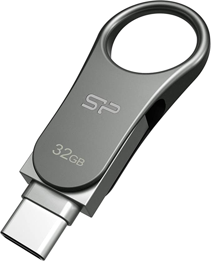 Silicon Power 32GB USB-C Type C USB 3.0/3.1 Gen 1 Dual Flash Drive, Mobile C80, Compatible with Samsung Galaxy, Google Pixel