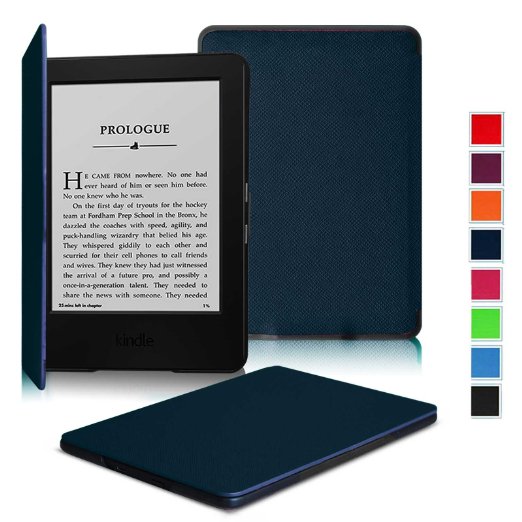 Fintie SmartShell Case for Kindle 7th Gen - The Thinnest and Lightest Leather Cover for Amazon Kindle 6" Glare Free Touchscreen Display (7th Generation 2014 Model), Navy