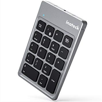 Inateck Rechargeable Bluetooth Wireless Numeric Keypad, Ultra Slim Portable 18-Key Keyboard Compatible Windows,Mac OS, iOS and Android, Dark Gray