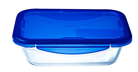 Pyrex Cook & Go – Rectangular Container with Lid 100% Airtight, Food Container, Suitable for oven and Microwave, 20 x 15 cm, 0.8 l