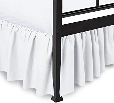 Ruffled Bed Skirt Split Corners Ultrasoft Poly Cotton/Microfiber Upto 10" Drop Expertise Tailored Fit Wrinkle Free Bed Skirt Dust Ruffle (Queen-White)(Available in All Bed Sizes and 10 Colors)
