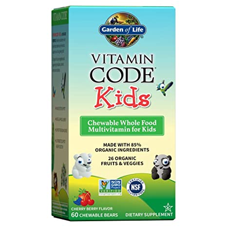 Garden of Life, Vitamin Code, Kids, Chewable Whole Food Multivitamin for Kids, Cherry Berry, 60 Chewable Bears