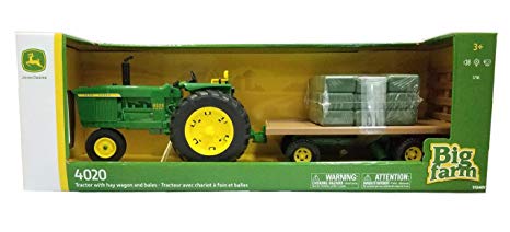 John Deere 1:16 Big Farm 4020 Tractor with Hay Wagon & Bales