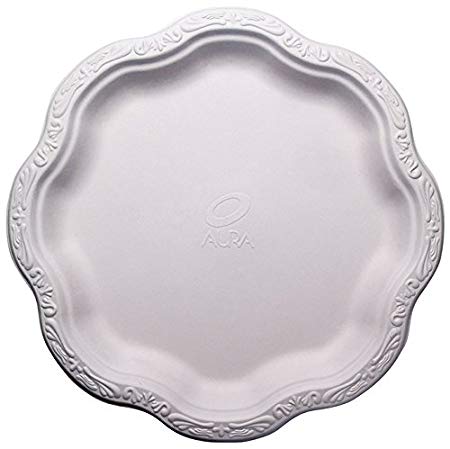 [100 COUNT] 10" inch Disposable Floral Large Premium White Plates Acanthus Collection Natural Sugarcane Bamboo Fibers Bagasse 100% Byproduct Eco Friendly Environmental Plastic Paper Plate Alternative