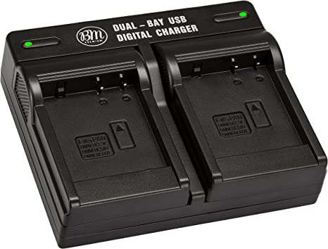 BM Premium DMW-BLC12 Dual Bay Battery Charger for Lumix DC-FZ1000 II, DC-G95, DMC-GX8, DMC-G5, DMC-G6, DMC-G7, DMC-G85, DMC-GH2, DMC-FZ200, DMC-FZ300, DMC-FZ1000, DMC-FZ2500 Camera - BTC12 Replacement