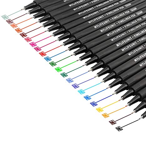 MyLifeUNIT Fineliner Color Pen Set, 0.4mm Colored Fine Liner Sketch Drawing Pen, Pack of 22 Assorted Colors