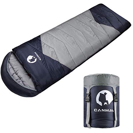 CANWAY Sleeping Bag with Compression Sack, Lightweight and Waterproof for Warm & Cold Weather, Comfort for 4 Seasons Camping/Traveling/Hiking/Backpacking, Adults & Kids