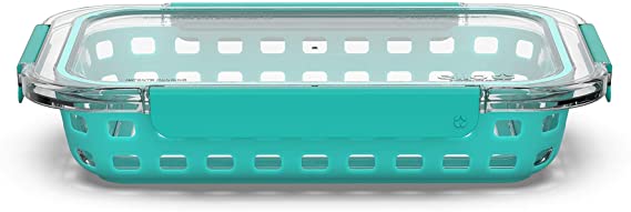 Ello Duraglass Bakeware - Glass Baking Dish with Airtight Lid and Silicone Sleeve Trivet - Freezer to Oven Safe (7 x 11-2 Quart, Aquaviva)