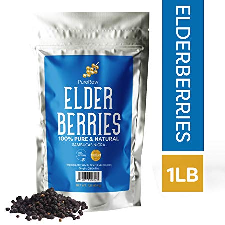 Elderberries Dried 1 Lb - Supports Immune Health & Vitality, Whole Dried Elder Berry Fruit, Wholefood, Kosher – Bulk