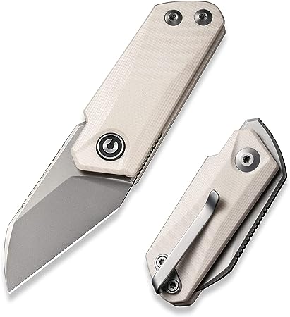 CIVIVI Ki-V Front Flipper Pocket Knife, Double Detent Slip Joint Small Folding Knife with Deep Carry Pocket Clip For Easy EDC C2108C (Ivory)