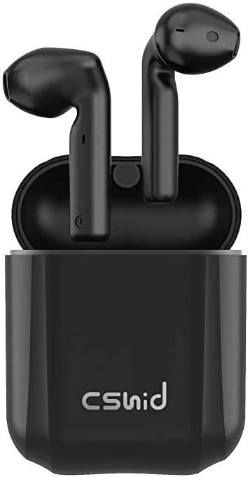 Cshidworld Wireless Headphones, Bluetooth 5.0 Earbuds Noise Cancelling Headphones 30H Cycle Playtime Sweatproof Earphones with mic, In-Ear Headset with Charging Case for iPhones Android -Black