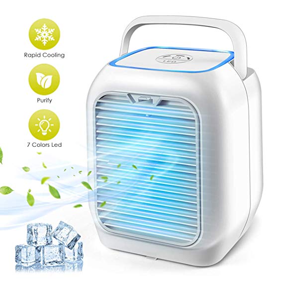 Personal Air Conditioner Fan, Air Personal Space Cooler Small Desktop Fan Quiet Personal Table Fan Mini Evaporative Air Circulator Cooler Humidifier Bladeless Quiet for Office, Dorm, Room, Outdoor