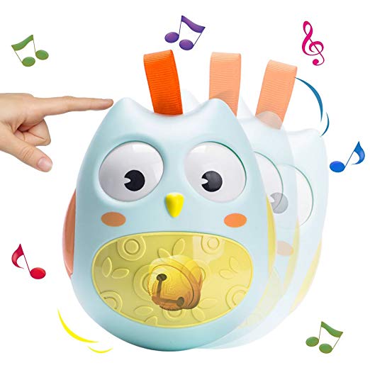 Dmeixs Hanging Rattle Stroller Toys, Roly-poly Educational Owl Toys Baby Infant Newborn Toys with Rolling eyes for Toddlers and Kids