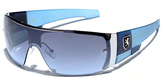 Khan Men's Flat Top Sports Shield Sunglasses