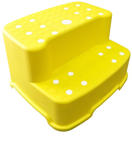 Tenby Living Extra-Wide Extra-Tall Jumbo Step Stool with Removable Non-Slip Caps and Rubber Grips, Yellow