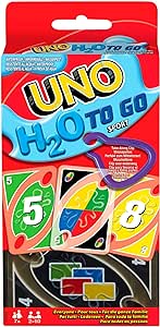 Mattel Games UNO H2O To Go, Uno Kartenspiel für die Familie, Uno wasserfest und zum Anhängen mit Karabinerhaken, Perfekt als Strand Spielzeug oder Reisespiel, für 2-10 Spieler, ab 7 Jahren, P1703