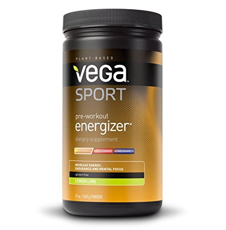 Vega Sport Pre-Workout Energizer, Lemon Lime, 19 oz., Tub