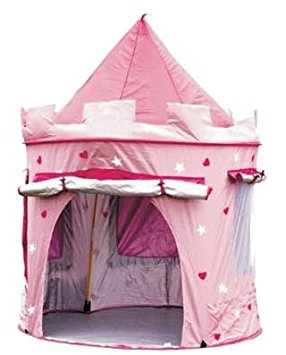 Puregadgets© Fairy Princess Tale Castle Pop Up Children's Tent with Windows and Roll Up Door Pink Girls Indoor or Outdoor Use Girls Pink Toy Play Tent / Playhouse / Den