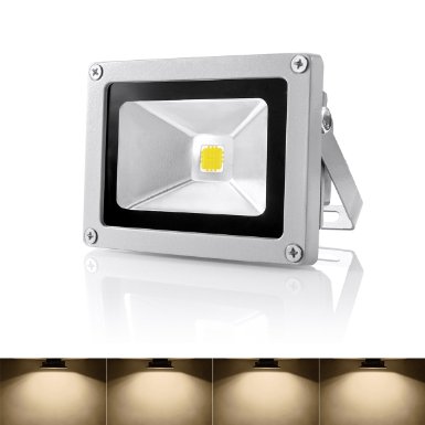 Warmoon Outdoor LED Flood Light, 10W Warm White 3200K Waterproof Security Lights with US 3-Plug for Garden,Scenic Spot,Hotel