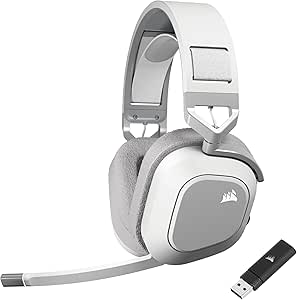 CORSAIR HS80 MAX WIRELESS Multiplattform-Gaming-Headset Mit Bluetooth – Dolby Atmos – Omnidirektionales Mikrofon – iCUE-Kompatibel – PC, Mac, PS5, PS4, Switch, Mobil – Weiß