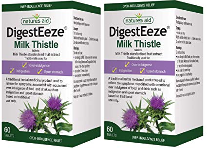 Natures Aid DigestEeze 150mg (Equivalent 2750mg - 6600mg Milk Thistle) 60 Tabs - 2 Pack