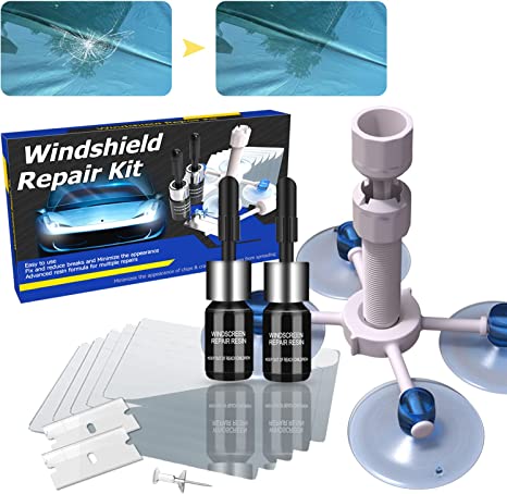 Windshield Repair Kit, Upgraded Windshield Chip Repair Kit, 2 Pack Glass Repair Kit, Window Crack Repair Kit Glass Repair Fluid Quick Fix for Chips, Cracks, Star-Shaped Crack