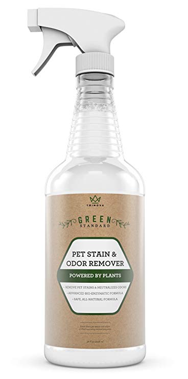 TriNova Natural Pet Stain and Odor Remover Eliminator - Advanced Enzyme Cleaner Spray - Remove Old & New Pet Stains & Smells for Dogs & Cats - All-Surface Safe - 32 OZ