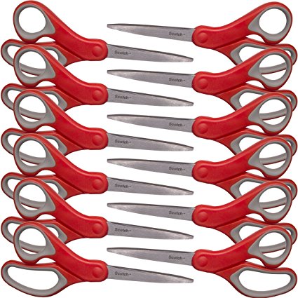 12 Pack Scotch 8” Multipurpose Household Scissors Set Pointed Right Or Left Handed For Crafting Bulk Lot