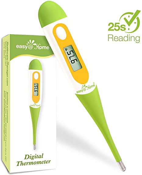Digital Oral Thermometer for Adult and Kid, Easy@Home Accurate Fast Reading Body Temperature Thermometer for Oral and Underarm Measurement with Fever Alarm，EMT-021B-Green