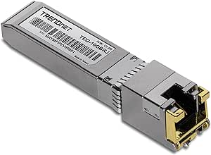 TRENDnet 10G RJ-45 Copper SFP  Module, Convert A Standard SFP  Slot Into A RJ-45 Multi-Gigabit Port, Connect Devices Up to 30m (98ft), Hot-Pluggable, Lifetime Protection, Silver, TEG-10GBRJ