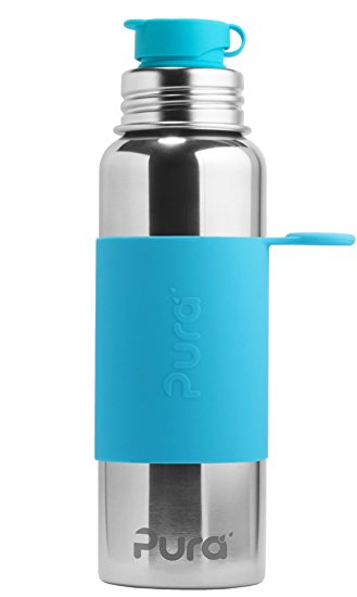 Pura Sport Stainless Steel Bottle with Silicone Sport Top, 28 ounce