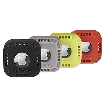 Pelican - Protector Series - Stick-On Mount for Apple AirTag - 4 Pack - Black, Orange, Lime Green, Grey