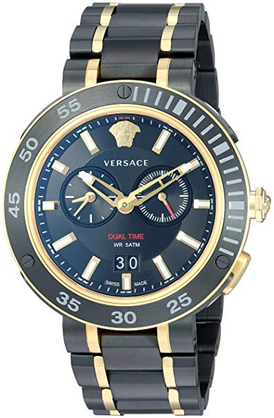 Versace Men's 'V-Extreme Pro' Swiss Quartz Stainless Steel Casual Watch, Color:Two Tone (Model: VCN040017)