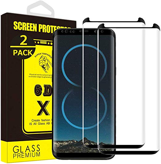 Yoyamo (2 Pack) Tempered Glass Nv11 Screen Protector for Samsung Galaxy S8 Plus, Case Friendly - Black