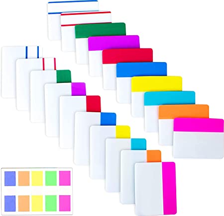 500 Pieces Tabs 2 Inch Sticky Index Tabs, Writable and Repositionable File Tabs Flags Colored Page Markers Labels for Reading Notes, Books and Classify Files, 21 Sets 10 Colors (2 inch)