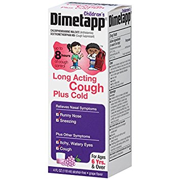 Dimetapp Children's Long Acting Cold and Antihistamine and Cough Suppressant Bottle, Grape Flavor, 4 fl. oz.