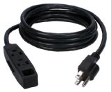 QVS PC3PX-15 15-Feet 3-Outlet 3-Prong Power Extension Cord