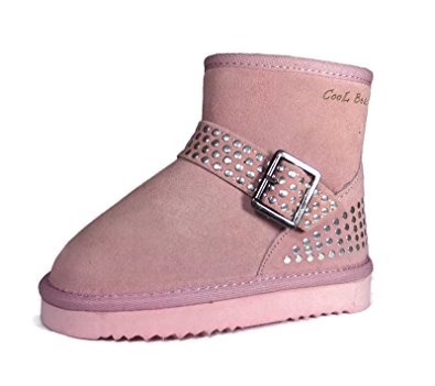 Cool Beans Toddler Girls Winter Boots Pink Genuine Leather and Wool (Toddler/Little Kid/ 2-5 years old)