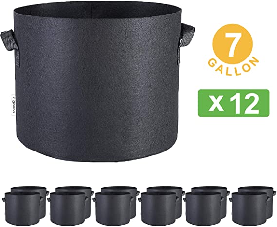 Oppolite 7 Gallon 12-Pack Round Fabric Fabric Aeration Pots Container for Nursery Garden and Planting Grow (7 Gallon/12 Pack) …