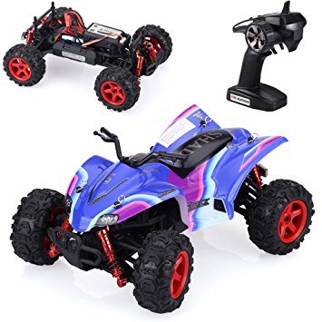 GPTOYS S609 RC Cars - Hobby RC Motorcycle Vehicles (2.4GHz 4WD 1:24 Scale Remete Control, 4WD High Speed ATV, 40 Minute Run Time, with Rechargeable Batteries) Blue