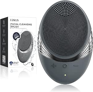 COSLUS Facial Cleansing Brush Face Scrubber : Portable Silicone Waterproof Rechargeable Face Wash Brush, 5 Cleansing Modes, Electric Deep Cleaning for Men & Women, Removing Blackhead, Exfoliating