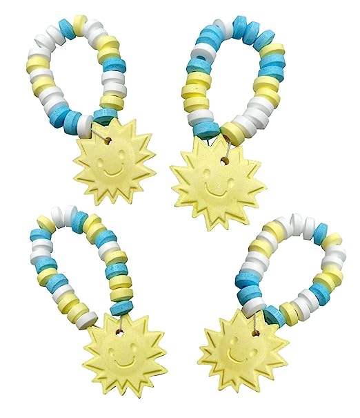 Sun Shaped Candy Bracelet Individually Wrapped Bulk (24 Pieces) - Cute Fun Summer Themed Yellow Candy Favors - Pool Party Treats - Goodie Bags for Kids Birthday - Pinata Fillers and Beach Theme Party