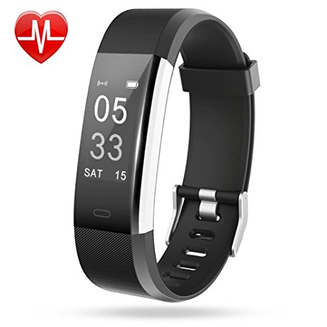 Fitness Tracker, Lintelek Large OLED Touch Screen Activity Tracker with Heart Rate Monitor, Sleep Monitor, Connected GPS function and Multiple Sports Modes, IP67 Waterproof Bluetooth Pedometer Wristband for iOS Android Smartphone