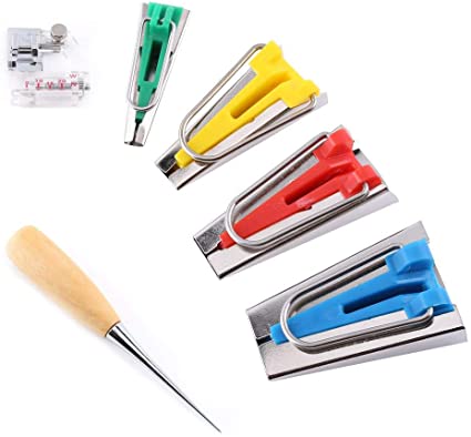 6pcs Fabric Bias Tape Maker Quilting Binding Kit 6mm/12mm/18mm/25mm Bias Tape Maker Sewing Awl Bias Binder Foot