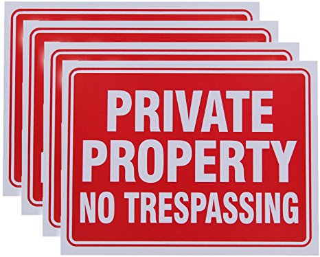RamPro 4 Pack Private Property No Trespassing Sign 9 x 12 Inch