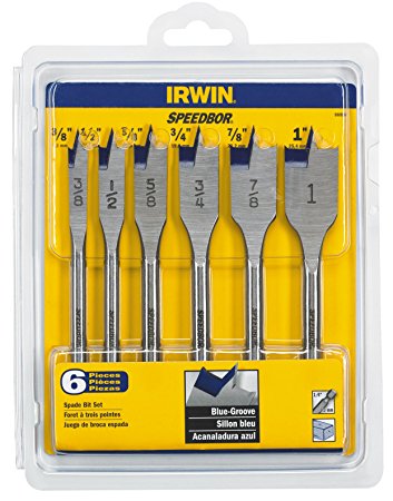 IRWIN Tools 88886 Speedbor Blue Groove Spade Bit Set, 6-Piece